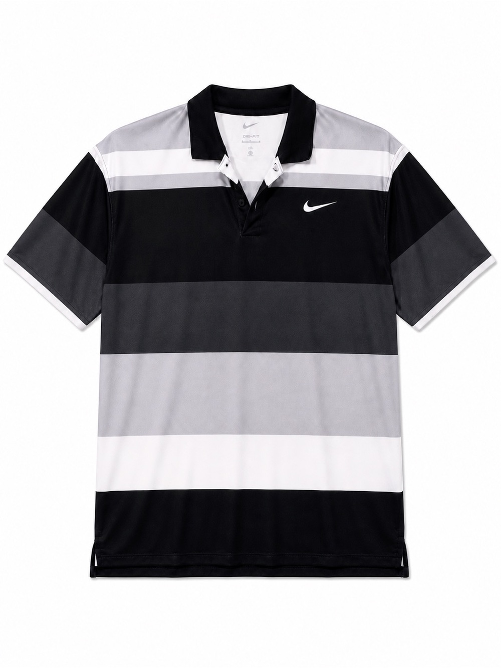 Nike Men's Black and White Striped Performance Polo